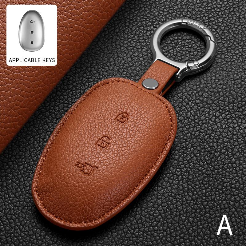 

3 Buttons Leather Car Remote Key Case Shell For Changan Qiyuan NEVO Anti-Scratch Car Key Protective Cover Decorative Accessories