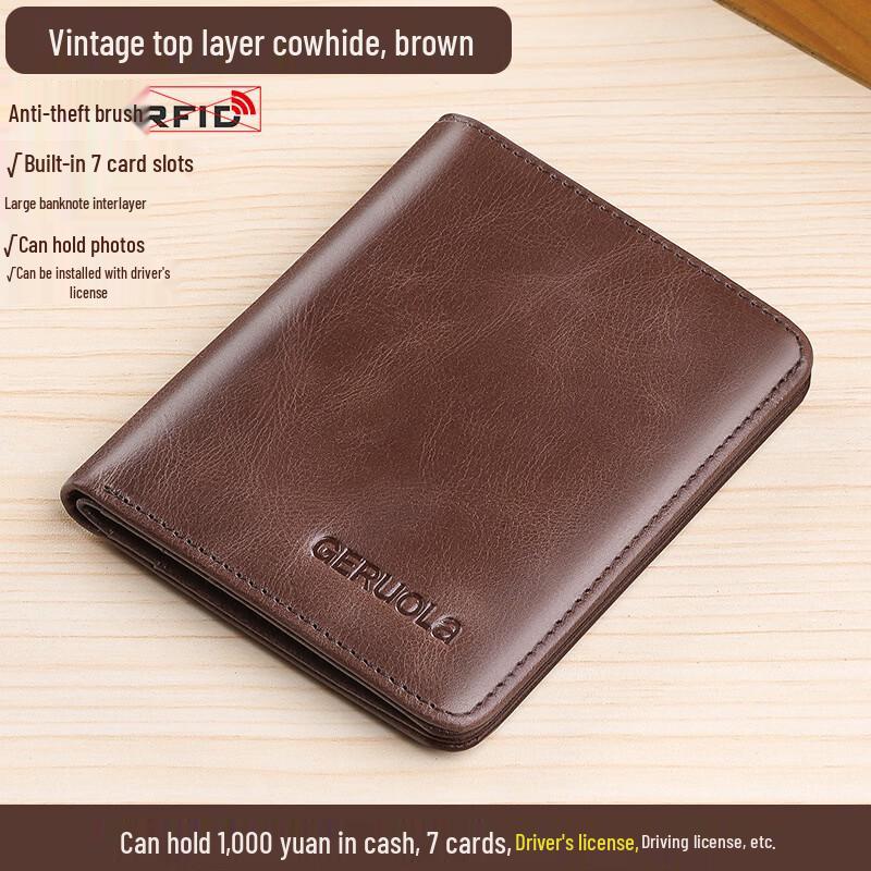 GERUOLA Men s RFID Vintage Leather Bifold Short Wallet