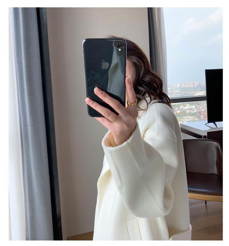 Women's High-End Mid-Length White Wool Coat – Perfect for Autumn and Winter