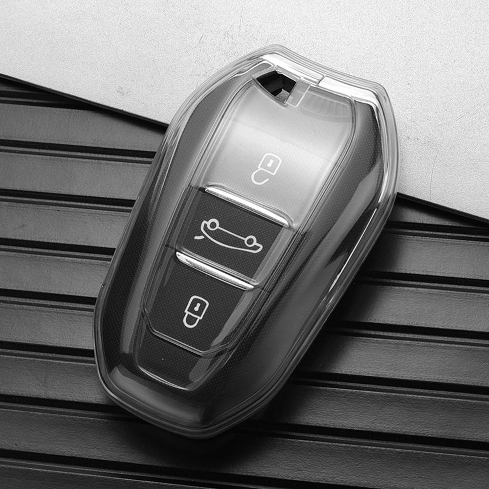 For Peugeot 3008 206 301 508 208 2008 Rifter 307 308 207 408 407 5008 For Citroen C5 C4 C3 C2 Transparent TPU Car Key Case Shell
