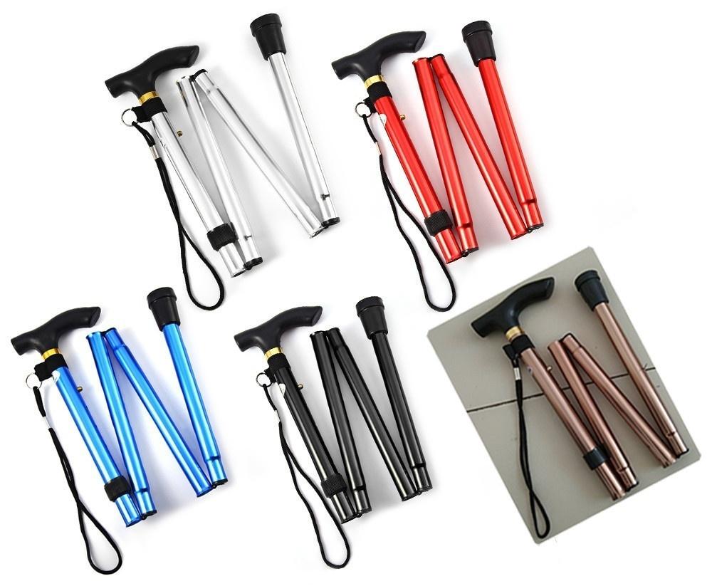 Folding Cane Aluminum Alloy Four Section Telescopic Non Slip Folding Cane Elderly Adjustable Cane Mountain Climbing Cane