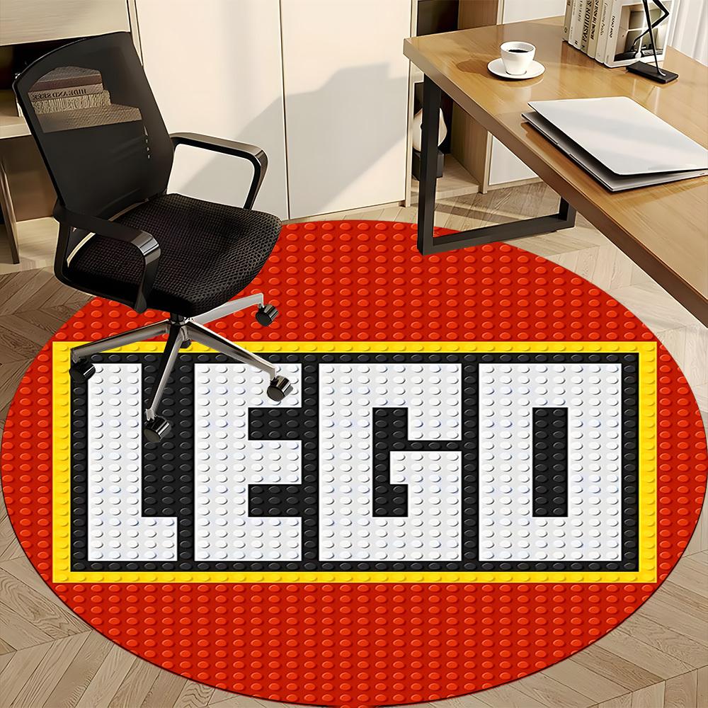 

1pc Brick Building LEGO Office Round Area Rug, Indoor Mat Suitable For Office, Bedroom Living Room Home Decor, Room Deco, Offic a0928212 120cm by 120cm