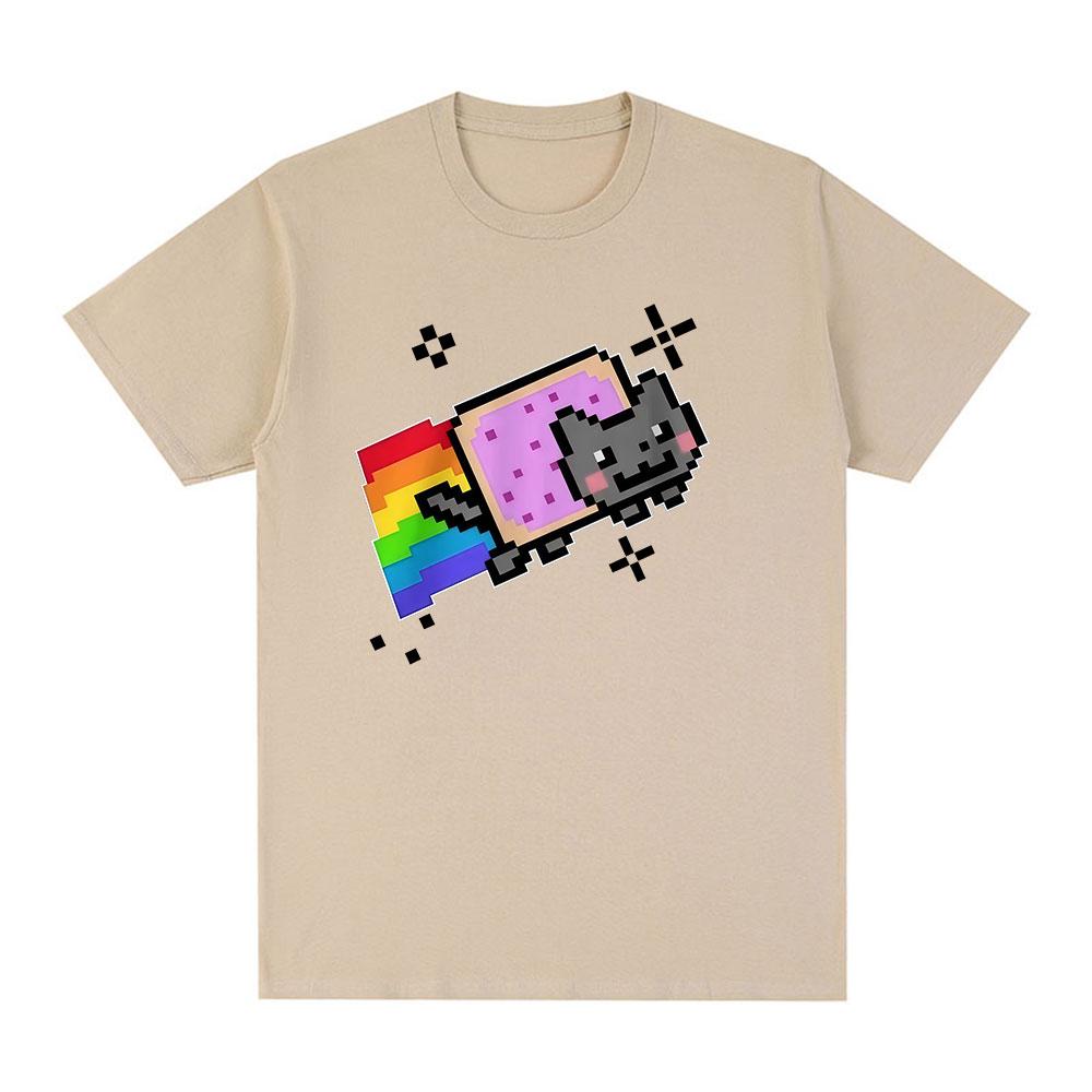 Nyan Cat Zabawny Mem T-shirt Tęczowy Mężczyźni Kobiety Odzież Moda T-shirty Harajuku Codzienne Bawełniane Krótkie Rękawy T-shirty Streetwear