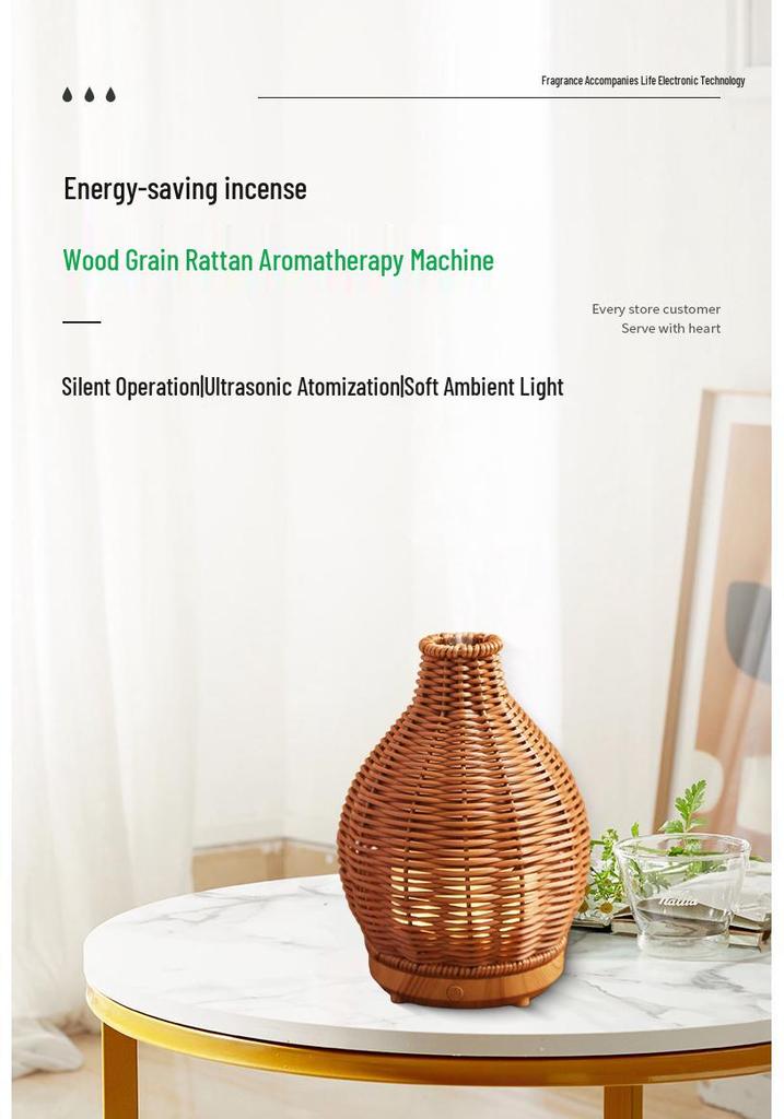 Chestnut Hollow Rattan Vase-Shaped Smart Ultrasonic Humidifier & Aroma Diffuser