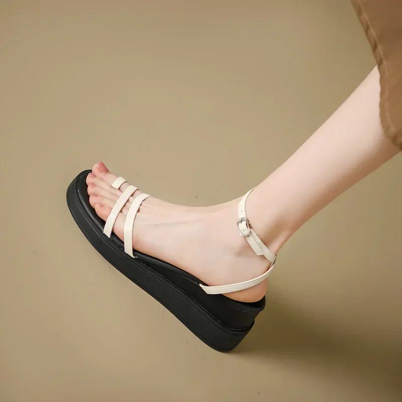 Sandalias Mujer Verano 2024 Wedges Thick Bottom New Fashion Women Shoes Clip Toe 6cm High Heels Casual Women Platform Sandales