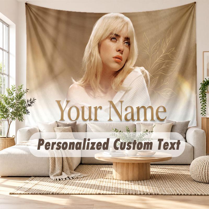 Benutzerdefinierte Namens-Wandbehang-Tapisserie, Billie Eilish Dekorative Hintergrund-Tapisserie für Wohnheim, Zuhause