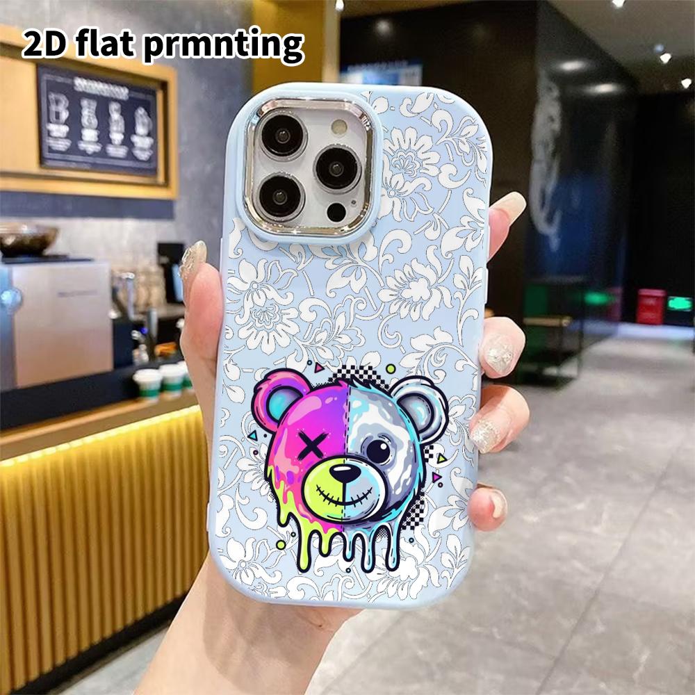 Phone Case: 2D Flat Design Suitable for iPhone 18 17 16 15 14 13 Pro Protective Case, Couple Style, Torn Bear Head, Christmas and Halloween Gift
