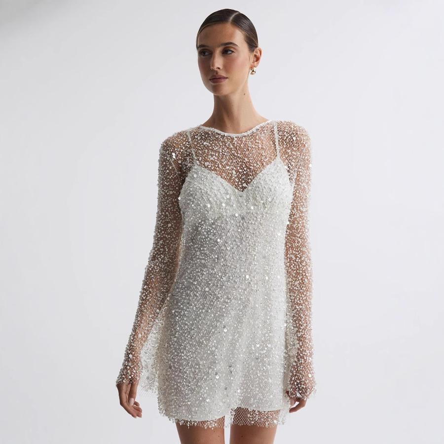 Damen Zweiteiliges Netz-Transparenz-Camikleid Set