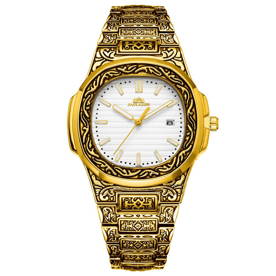 Paulareis Quartz Carved Parrot Calendar Glow Men's Watch QUARTZ WATCH