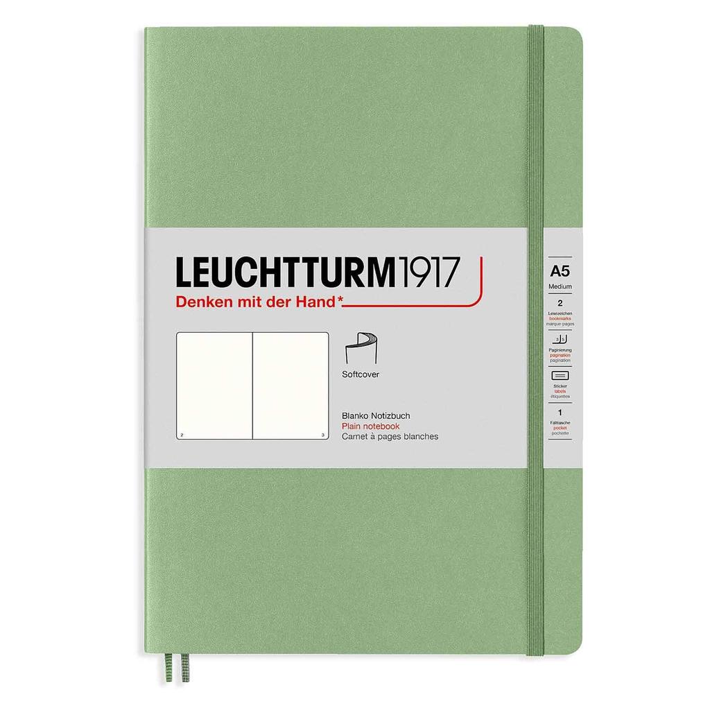 Leuchtturm A6 Plain Officially Imported Notebook, Softcover, Sage, 363953,