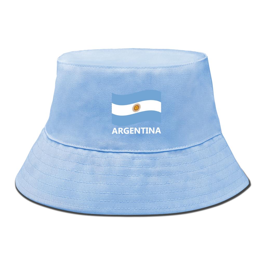 Argentina Flag Print Bucket Hat Solid Color Unisex Sun Hat Lightweight Hat For Man Cuff Bucket Hats Ideal Choice For Golf Summer