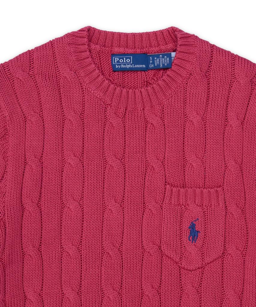 POLO RALPH LAUREN Cable Knit Cotton Short Sleeve Sweater - Dark Red