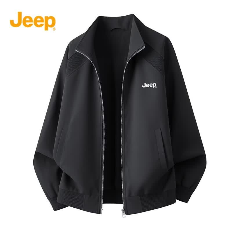 JEEP Men's Casual Stand Collar Windproof Knit Jacket