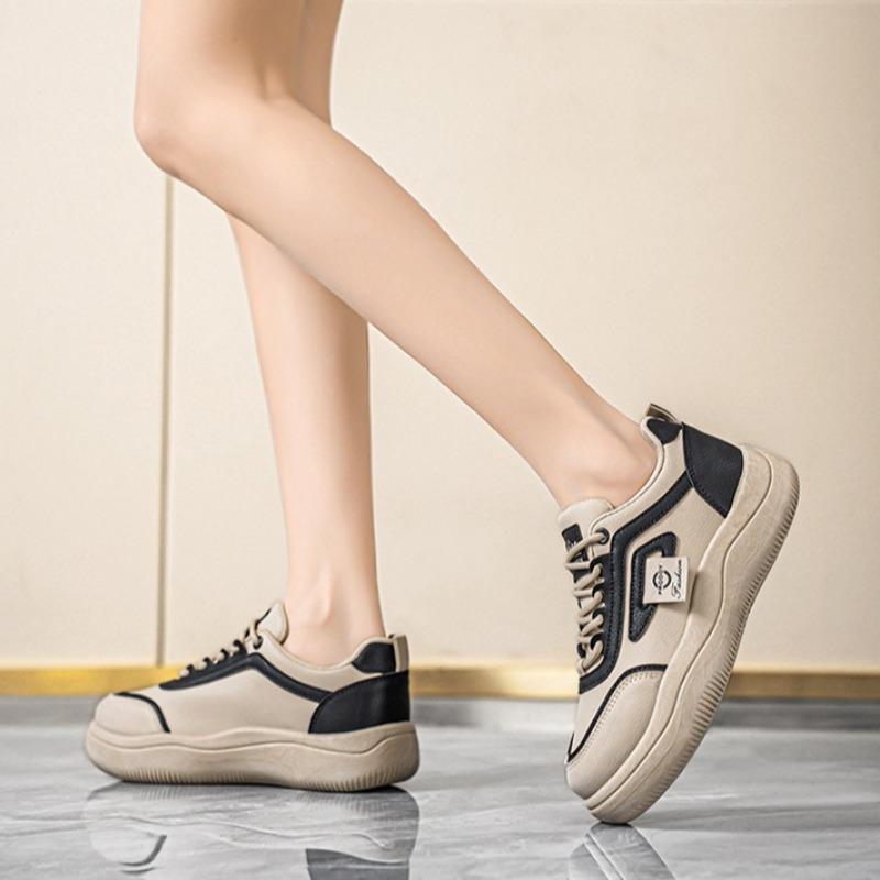 Trend Women Student Casual Autumn New Platform Sneakers Outdoor Leather Comfortable Jogging Shoes Versatile