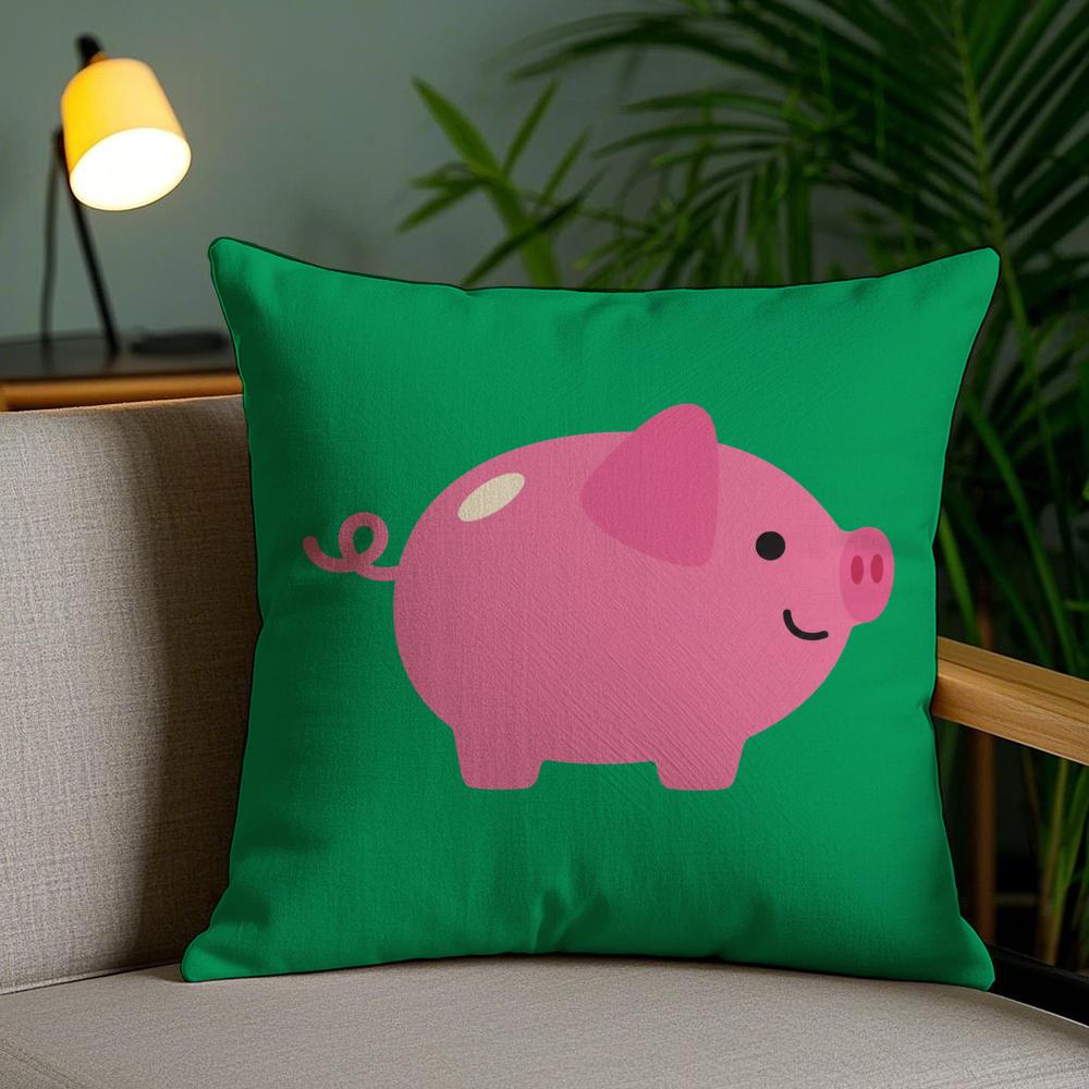 Dopamine Cute Animals Cushion Cover Plush Fabric DoubleSided Printed Invisible Zipper Sofa Pillow Case Home Bedroom Decor