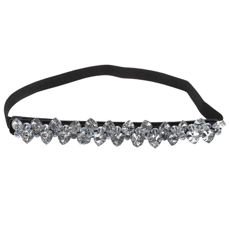 Женский Эластичный Пояс-Цепочка со Стразами Блестящий Кристальный Растягивающийся Пояс для Платья Туники Вечеринки Свадьбы Декоративный Аксессуар на Талию One Size белый