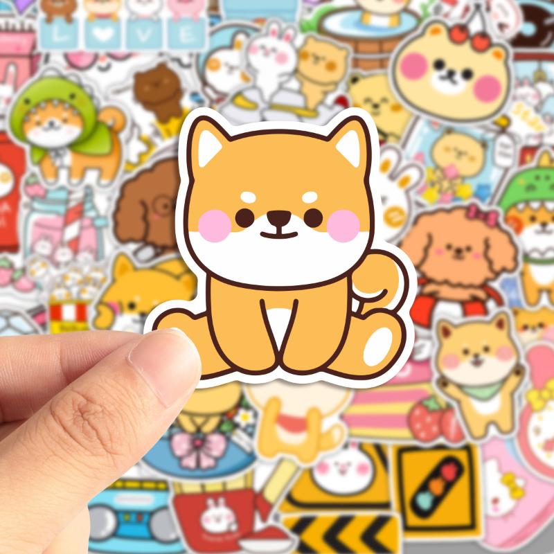50Pcs Cute Shiba Inu Rabbit Stickers Kawaii Animal Vinyl Decals Waterproof For Laptop Water Bottle Phone Case