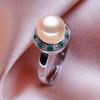 seniko Naturlige ferskvannsperleringer for kvinner mote kvinnelige cubic zirconia CZ ring perle smykker justerbar ring