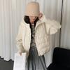 Light and thin knitted sweater sleeves fake two-piece splicing down padded jacket women's winter gray winter thickened hooded jacket