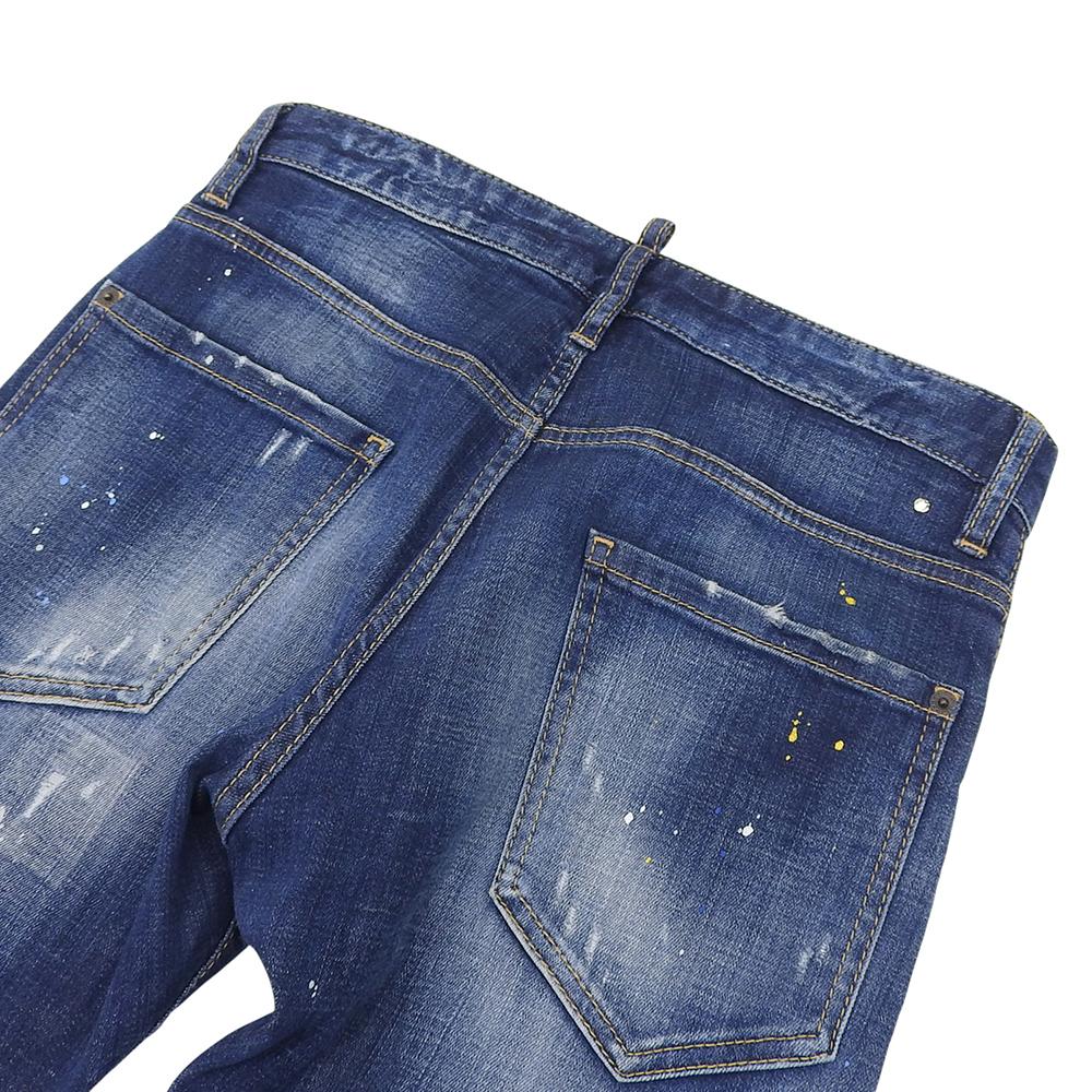 Dsquared2 SEXY TWIST JEAN Painted Denim Pants, Men's, Indigo, Size 44, S74LB1023, 2021 Autumn/Winter Collection Bottoms 44 IndigoUsed