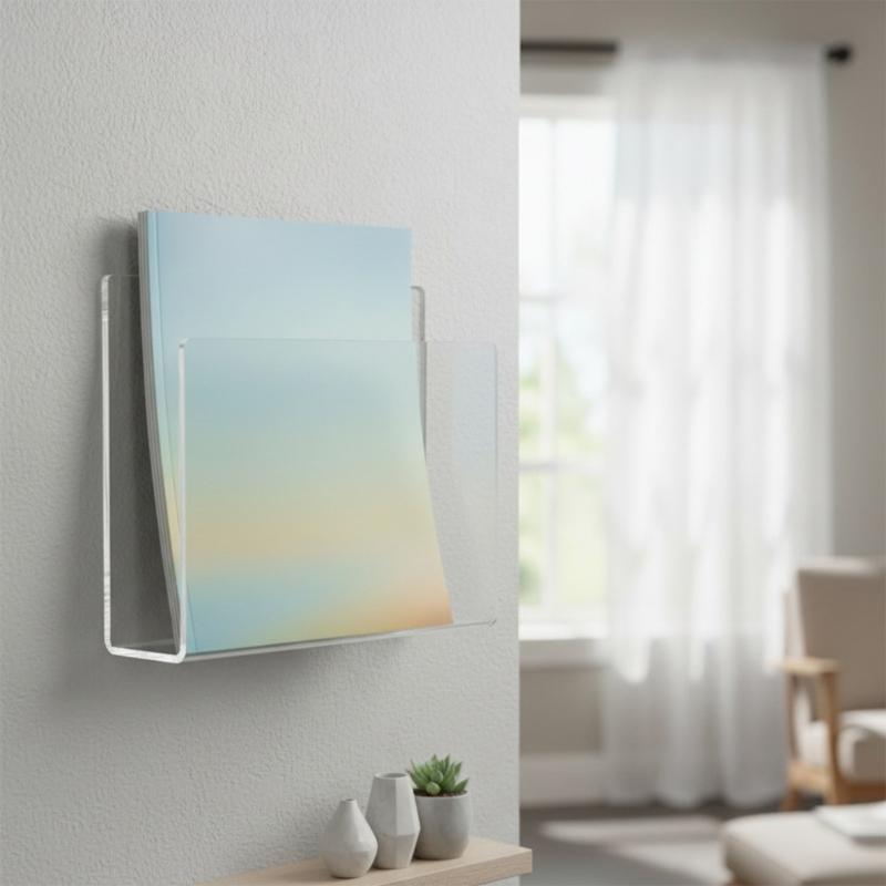 Clear Acrylic Magazine Wall Holder Space Saving Organizers for Books and Documents
