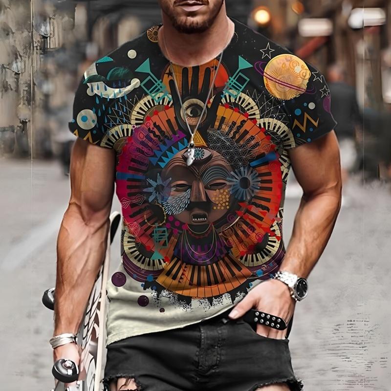 Summer fashion men's printed T-shirt round
