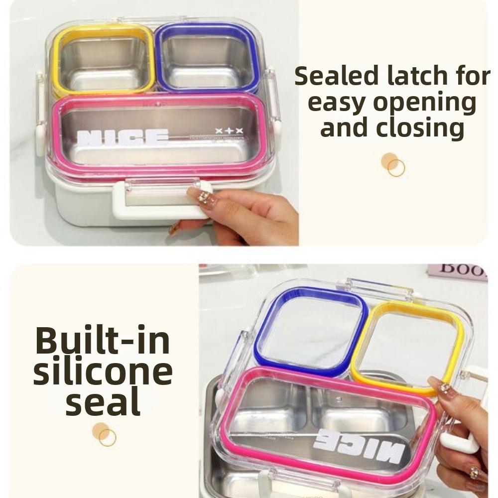 With Fork Spoon Bento Box 304 Stainless Steel Food Container New Divided Lunch Box  For Meal Prep