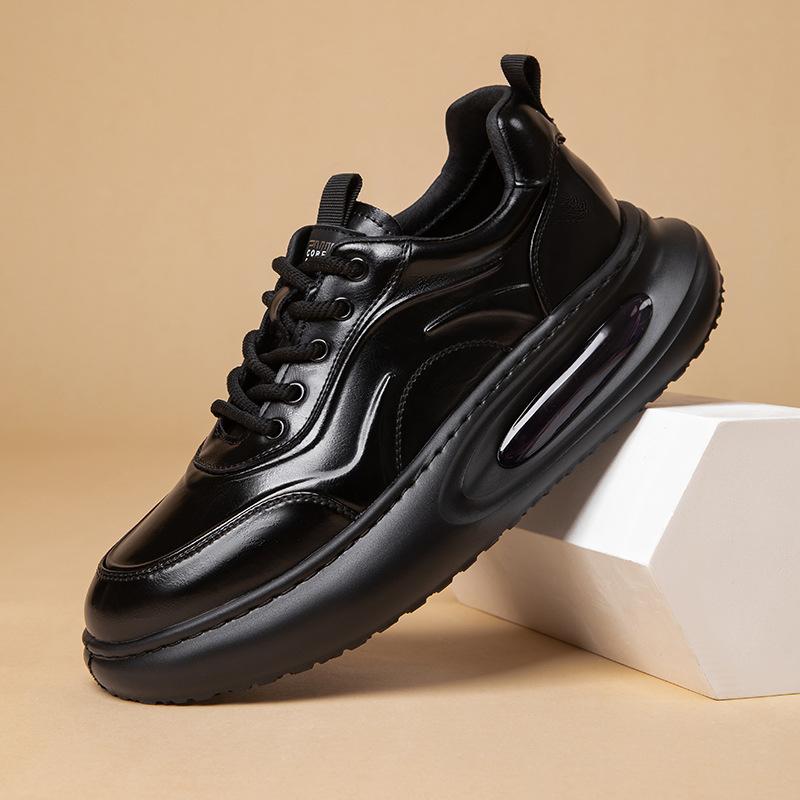 Europäische Station Herrenschuhe Rindsleder Herren Lederschuhe Herren Dicksohlige Erhöhung Luftpolster Freizeitschuhe Frühjahr und Herbst Neu Vielseitig an