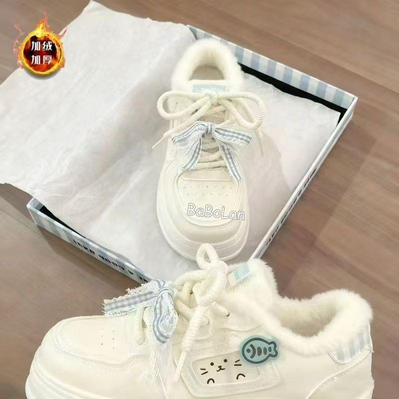 Cotton shoes versatile casual sports board shoes 2025 new model with plush bread shoes for women
