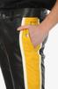Black &  Yellow  Stylish Men Pant Motorcycle Leather Halloween Lambskin Designer