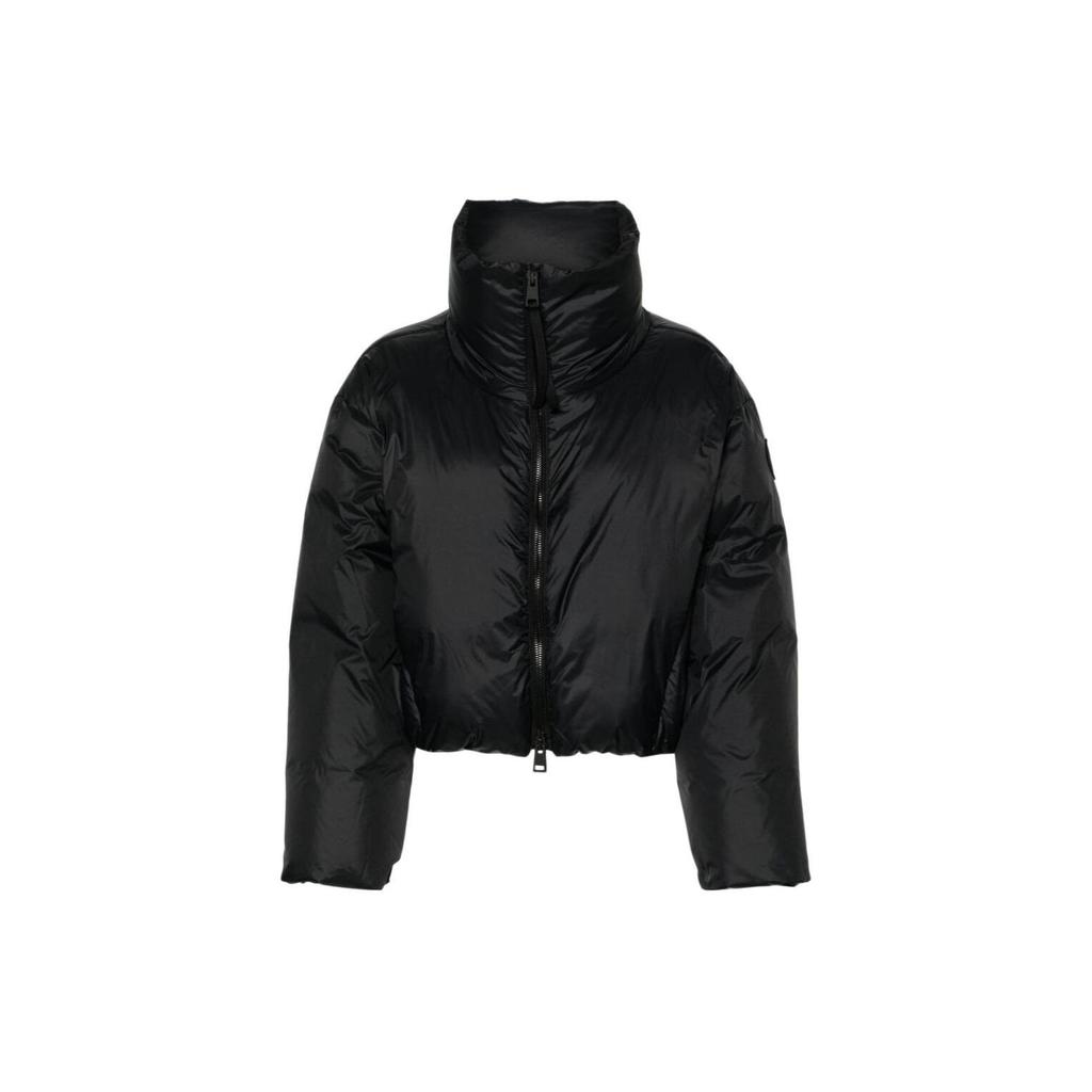 Canada Goose Spessa Badge Pattern Solid Loose Double-Headed Zipper Stand Collar Drop Shoulder Long Sleeve Jacket Women Jackets Black 4846W-61