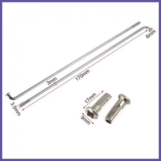 36 ks 35mm Průměr závitu 170mm Délka Paprsky kola motocykluS nipelami