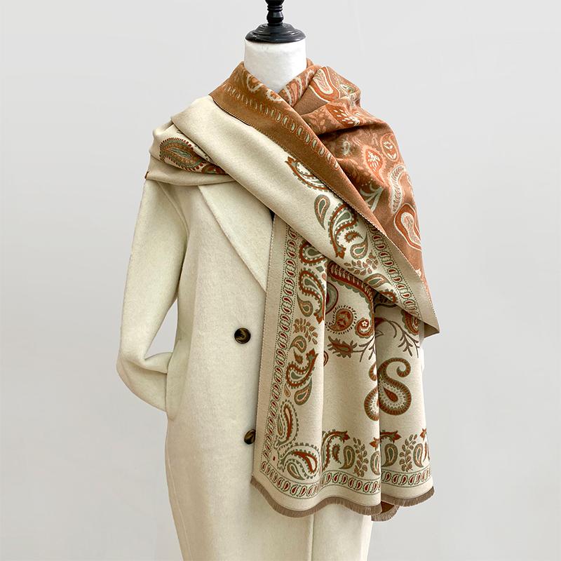 

65*180cm Double Sides Paisley Women Scarf Faux Cashmere Scarves Cold Proof Winter Warm Wrap Shawls Foulard Pashmina Neckerchief 65x180cm