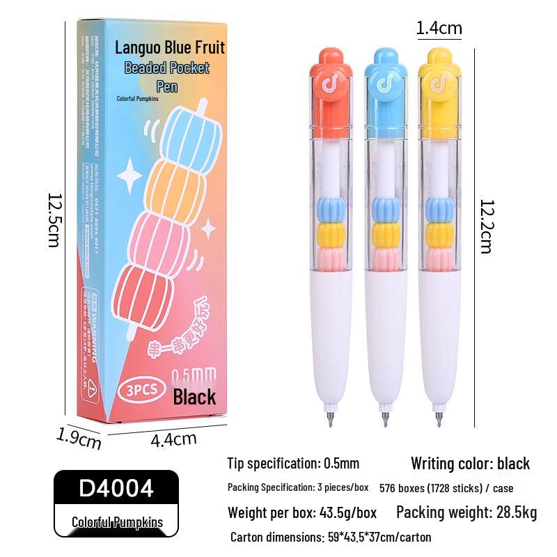 Blaues Obst D4001 Bunter Klick-Gelstift mit Perlen - Schnelltrocknender Unterschriftenstift für Schüler & Bürogebrauch