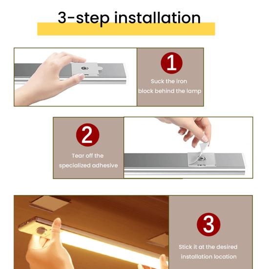 Motion Sensor Light Rechargeable Magnetic Night Light Adjustable Brightness Color Wireless LED Lighting for Closet Hallway