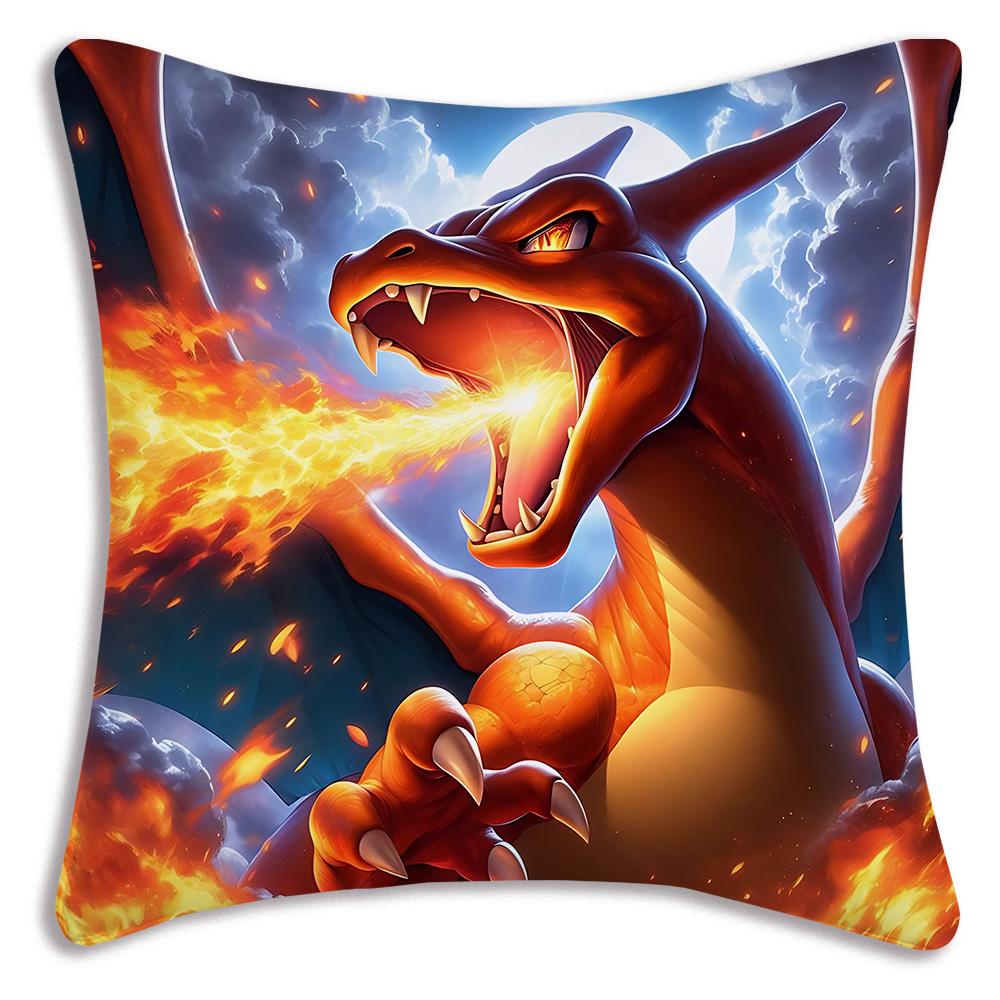Pillow Covers Cartoon Charizards Sofa Decorative Home Double-Sided Printing Short Plush Cute Cushion Cover