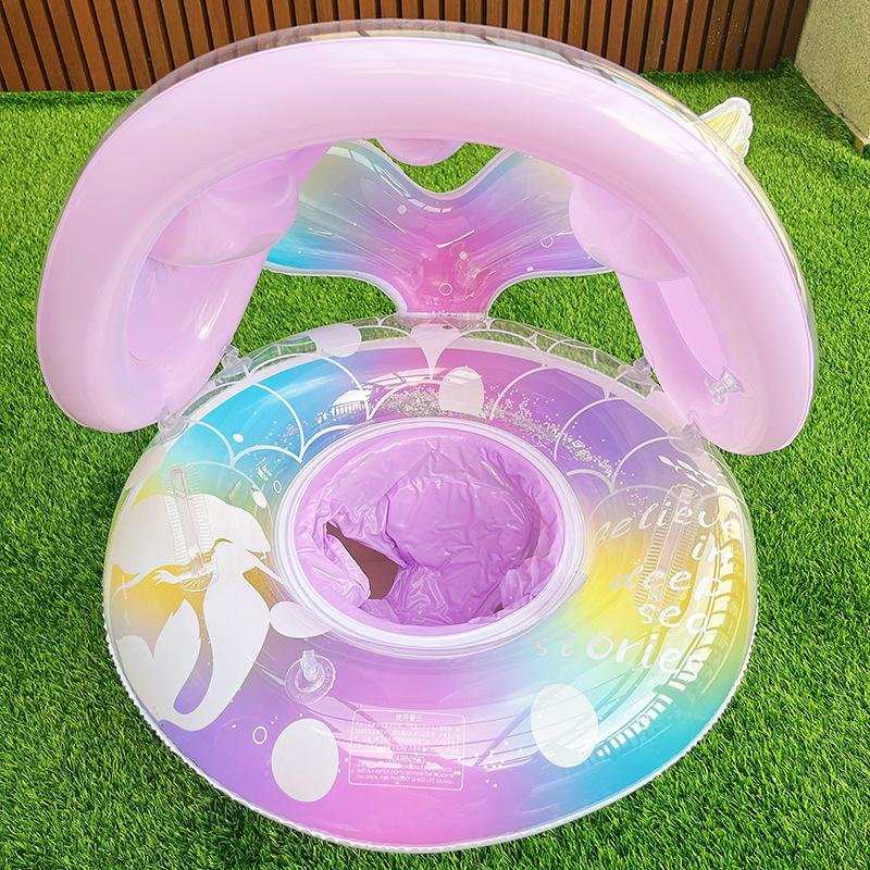 Summer Awning Sequined Mermaid With Handle Seat Children S Pink Dream Mermaid Swimming Ring (,seat ring with awning)