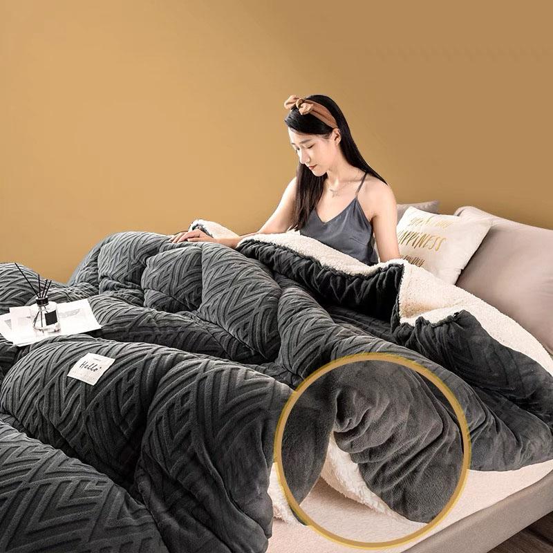 High-grade Lamb Quilt Winter Comforter Thickened and Warm 5kg Winter Soft Thick Quilt Plus Velvet Core Double Cotton Blanket