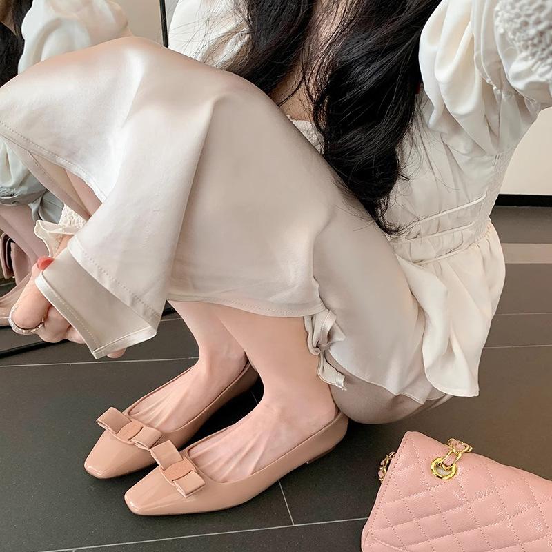 

[Шэй Су Ининь] Рекламный ужин ~ Балетки с квадратной головкой и бантом, легкие туфли на плоской подошве, женские одинарные туфли для пригородных поездок 35 розовый