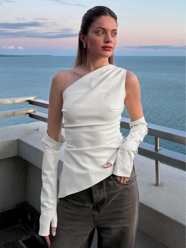 2025 Europäisches & Amerikanisches Ein-Schulter-Schlankheits-Damenoberteil - Sexy Ärmelloses Mode-Oberteil