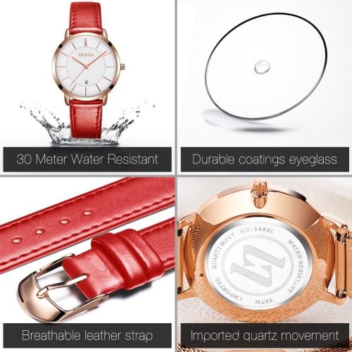Women's Watch, Blue, Stylish, Hand Watch, Waterproof, Ultra-thin, Women's Leather Belt, Brand, Leather, Analog, Small, Simple Dial, Easy to Read, Fash