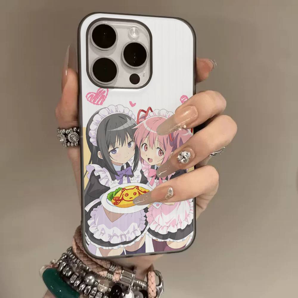 Cute Anime Puella Magi Madoka Magica For Phone 17 16 15 14 13 12 11 Pro Max Plus Pro Air Phone Case Corrugated Stripe Back Cover