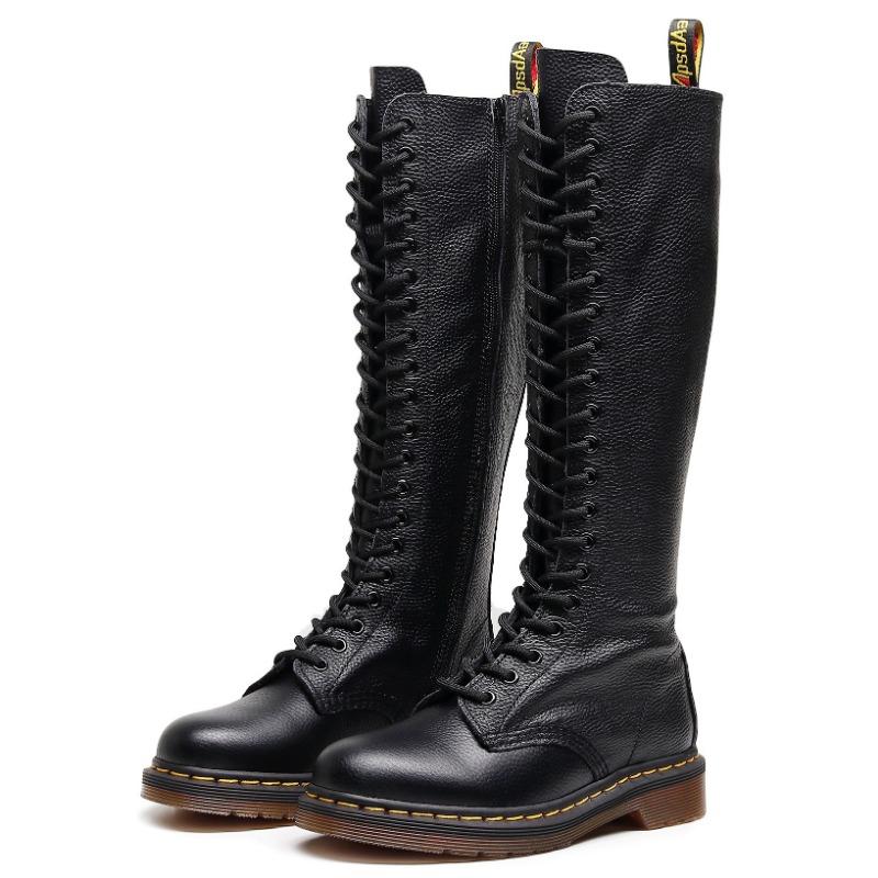 20 first-layer cowhide lychee pattern boots women's British retro short boots men's leather large-size boots