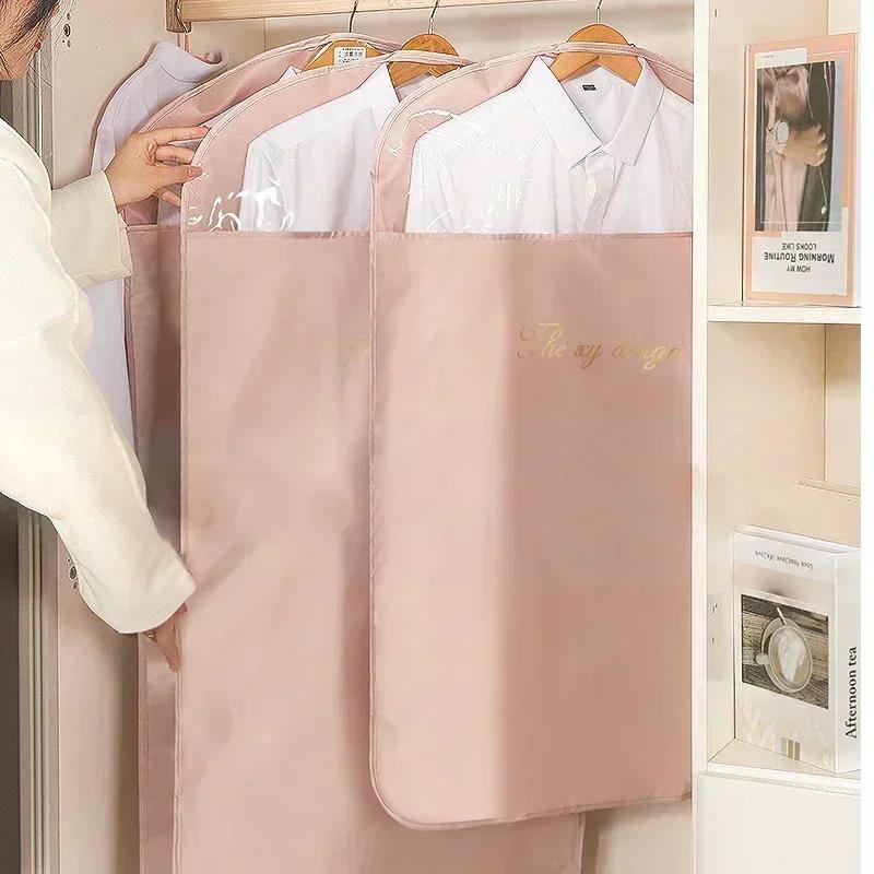 Satin Clothes Dust Cover Dress Hanging Bag Suit Coat Protector Wardrobe Storage Bag Satin Dustproof Garment Dress Organzier