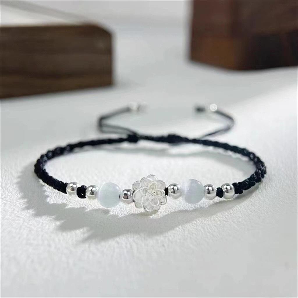 Chinese Style Green Black Bamboo Joint Couple Bracelets For Women Men Handmade Braided Resin Lotus Flower Cat Bangles Jewelry