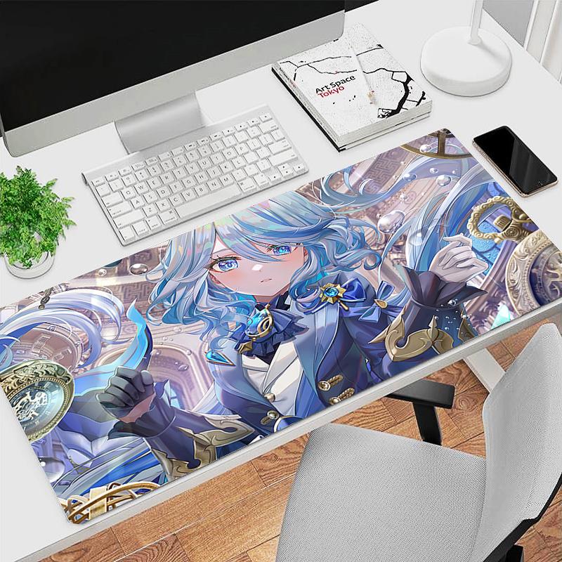 Genshin Impact Furina Anime Game Mouse Pad Kawaii Gaming Accessories Large NonSlip Keyboard Mat For Pc Laptop Office 900x400