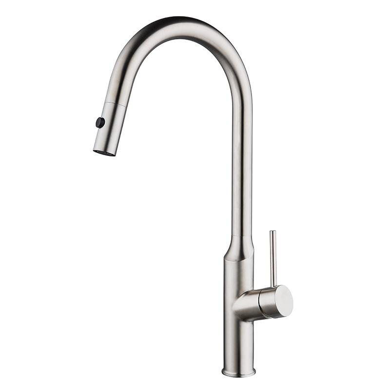 Double Function Water Kitchen Pull-out Sink Faucet Gray 304 Stainless Steel Hot And Cold Water Single-hole Telescopic Sink Tap
