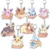 Anime Creative Cardboard Box Flareon Glaceon Umbreon Jolteon Flareon Leafeon Eevee Acrylic Keychain Pendant Charm Gifts Toys