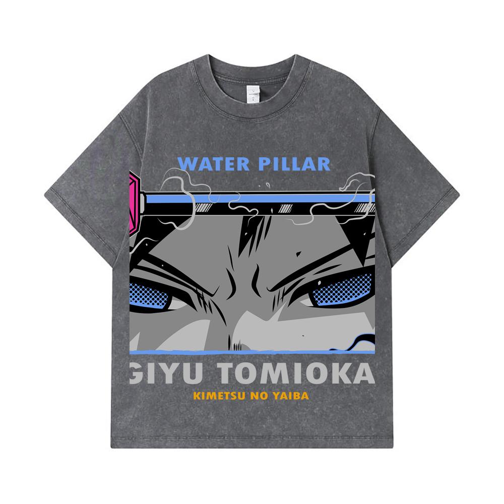 275 GSM Washed T-shirts 100% Cotton Demon Slayer V10 Tomioka Print Unisex Heavy Cotton T Shirt
