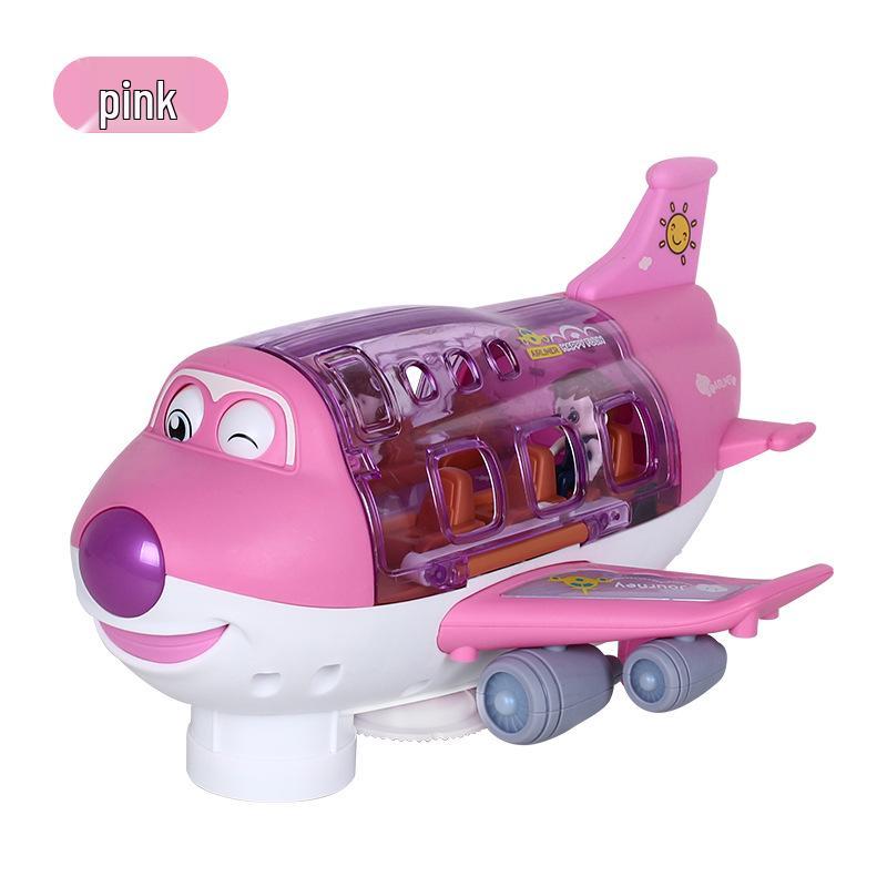 Electric Q-Cute Passenger Airplane Toy with Music & Lights - 360° Rotating Children's Car